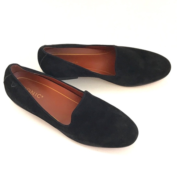 VIONIC Willa Suede Slip On Ballet Flat Loafer Black Women’s Size 8.5 - Picture 1 of 16